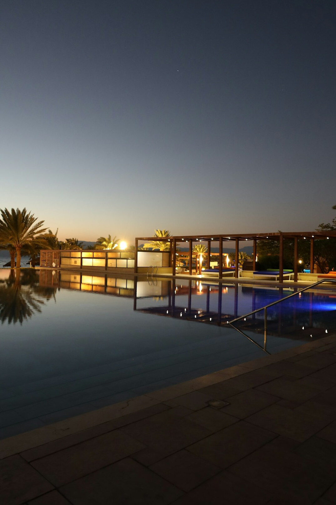 swimming pool at night